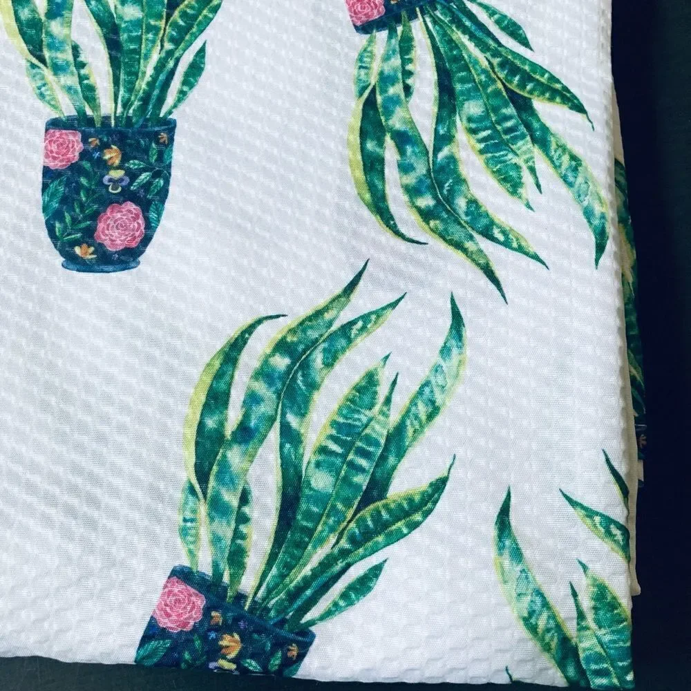 Dracaena Snake Plant Boho Botanical Plants Fabric Shower Curtain